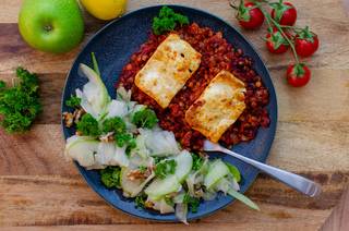 Baked Farro with Fennel-apple salad