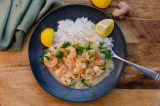 Coconut lime shrimp with rice